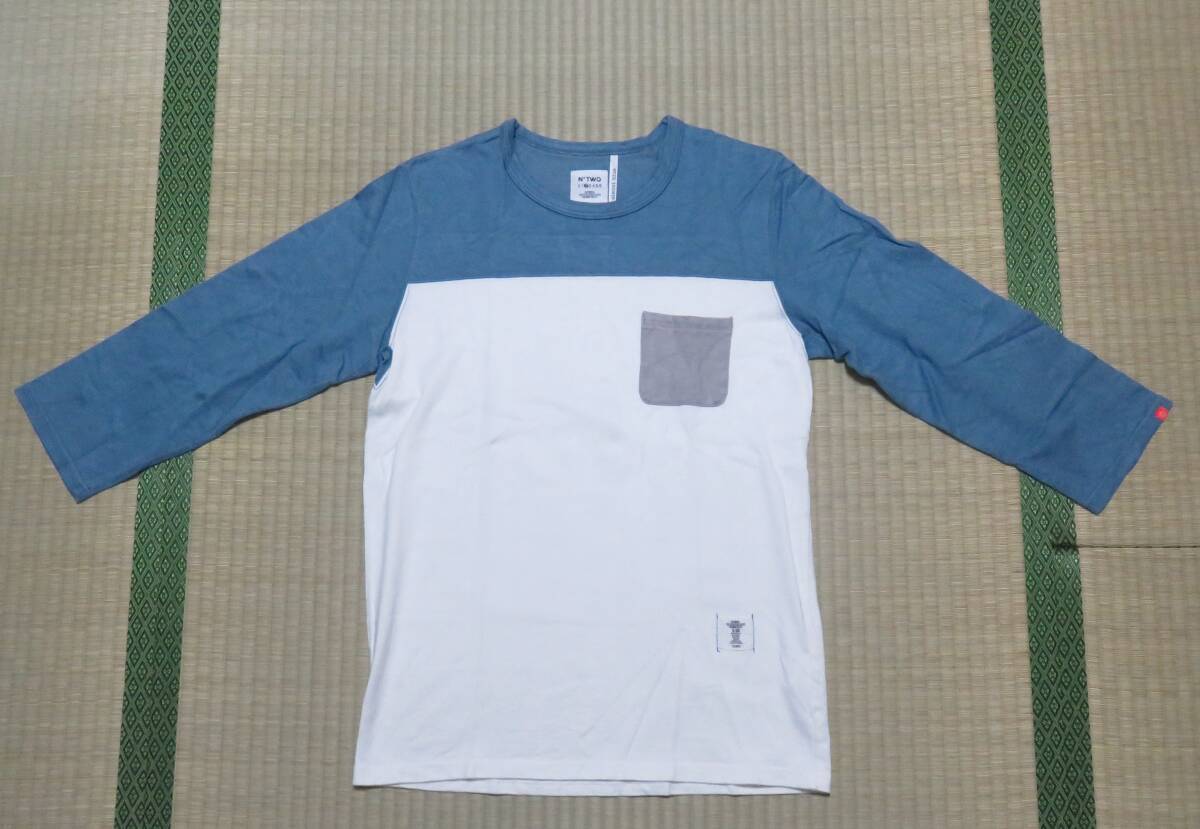 BEDWIN ポケット付切替7分袖Tシャツ 2 白/青拍卖
