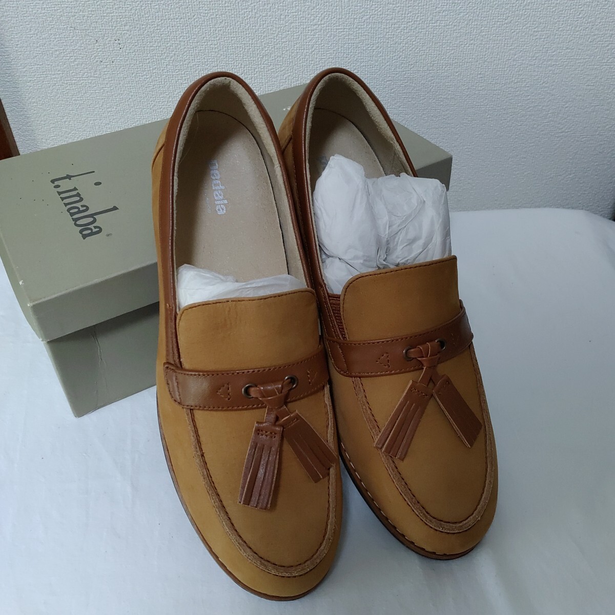 【未使用】アシックス ASICS シューズ pedele 24cm EE デッキシューズ 茶色 フリンジ 靴 0916-G1-TA7拍卖