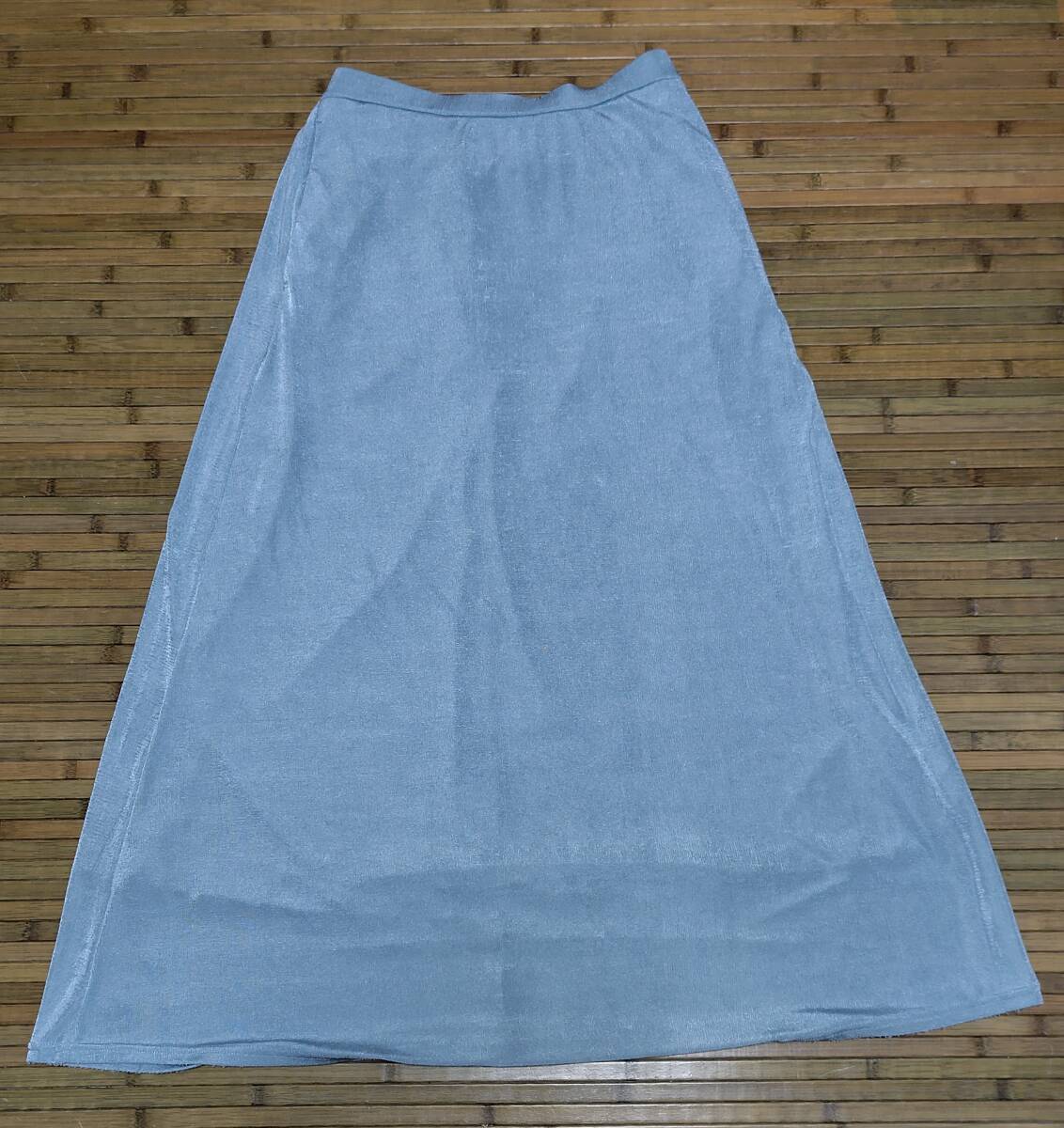 06*【中古】*GU ジーユー カットソーシャイニーフレアロングスカート L 総裏地付 レディース 送料無料拍卖