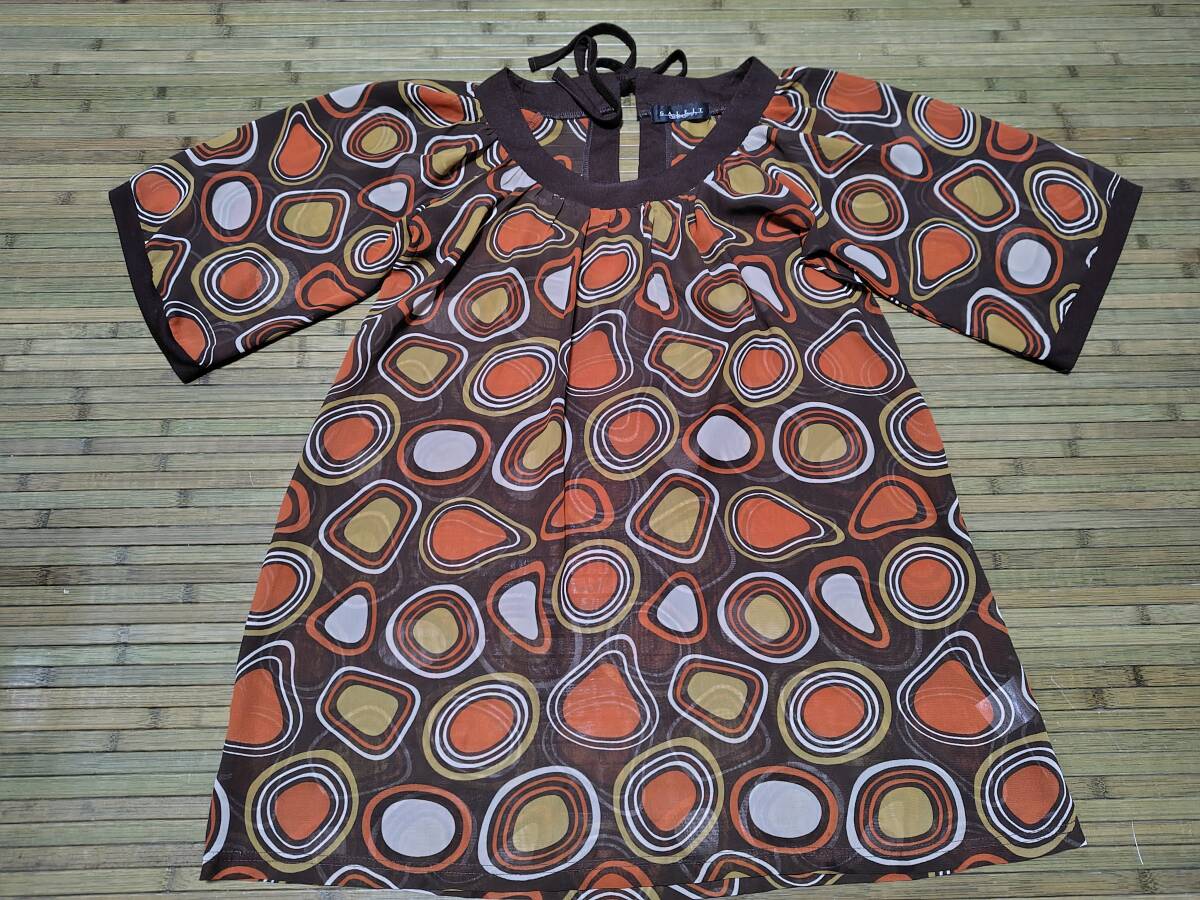 04*【中古】*ギャルフィット 透けるチュニック オーバーブラウス クラシック モダン柄 コーディネイトのワンポイントに♪ 送料無料拍卖