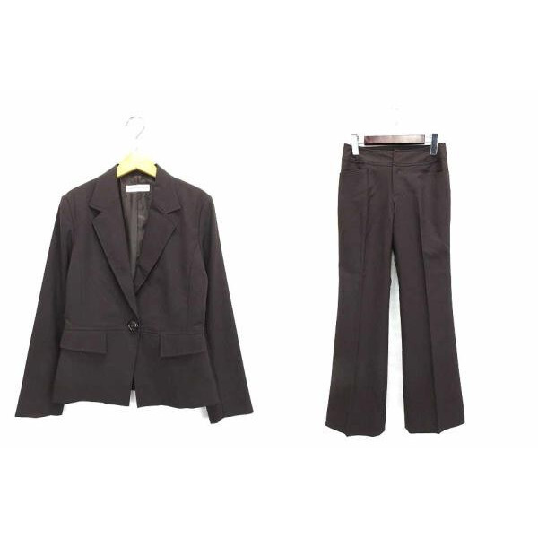03*【中古】*HANDSOMESTYLE スーツ ジャケット パンツ ブーツカット 1 ブラウン系 レディース レターパックプラス可拍卖