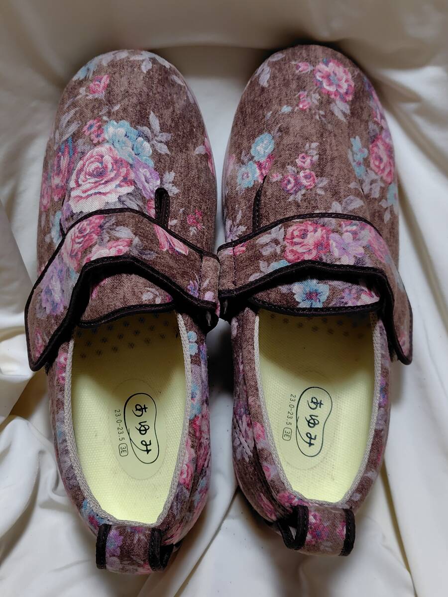 34*【中古美品】*あゆみ ダブルマジックⅡ ローズ 茶 レディース 23.0-23.5 3E シルバーシューズ 介護用 レターパック可拍卖