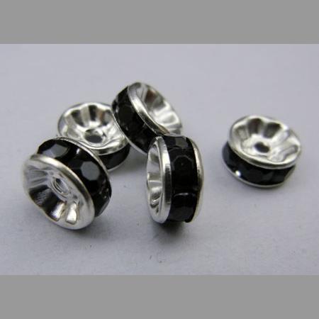 即決/ロンデル/平/ランクB/シルバー&黒/径8mm/10個/BK6拍卖