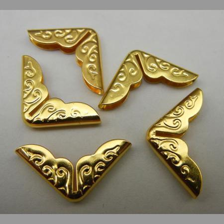 即決☆コーナー金具☆角金・模様あり☆ゴールド☆13*13mm☆10個☆1番拍卖