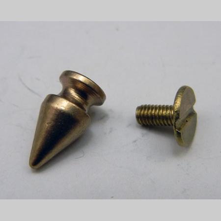 即決☆弾頭鋲・円形&真鍮製☆真鍮生成☆頭径7mm・高さ13mm・ネジ長さ6mm☆10組☆2番拍卖