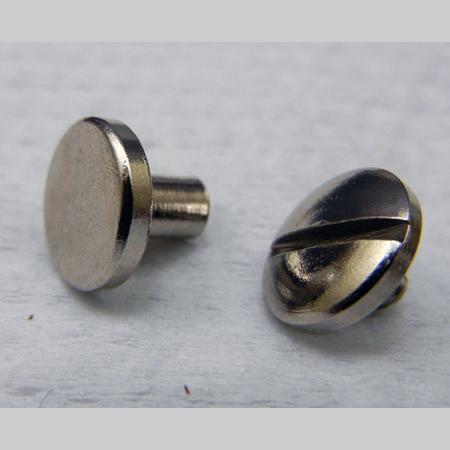 即決☆ネジカシメ☆真鍮製・単弧面☆ニッケル☆頭径10mm・棒太4mm・棒長6mm☆2組☆N2拍卖