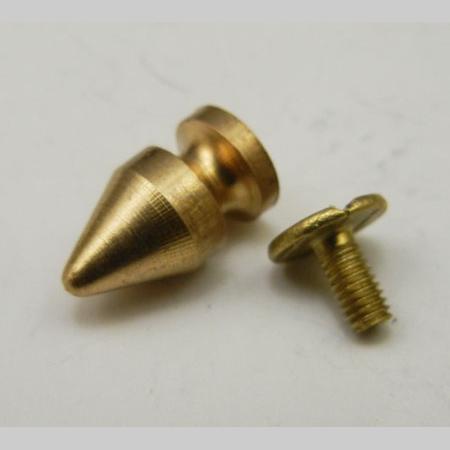 即決☆弾頭鋲・円形&真鍮製☆真鍮生成☆頭径8mm・高さ14mm・ネジ長さ6mm☆10組☆3番拍卖