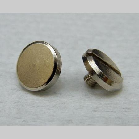 即決☆ネジカシメ☆真鍮製・平面☆ニッケル☆頭径10mm・棒太4mm・棒長4mm☆30組☆N4拍卖