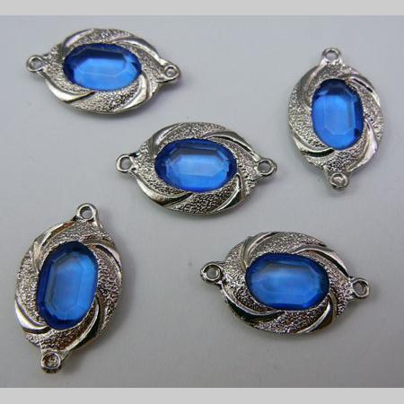 即決/繋ぎビーズ/枠付/オーバル/ブルー/23*14mm/10個/N1拍卖