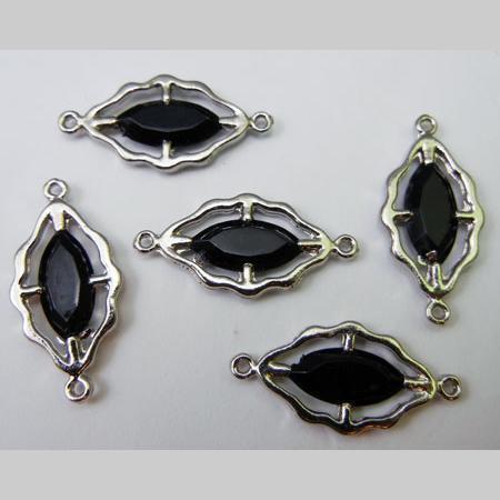 即決/繋ぎビーズ/枠付/ねこ目/ブラック/28*14mm/10個/N2拍卖