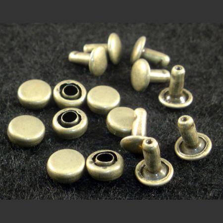 即決/平面カシメ/両面/アンティーク/頭6mm/足長6mm/100組/1番拍卖