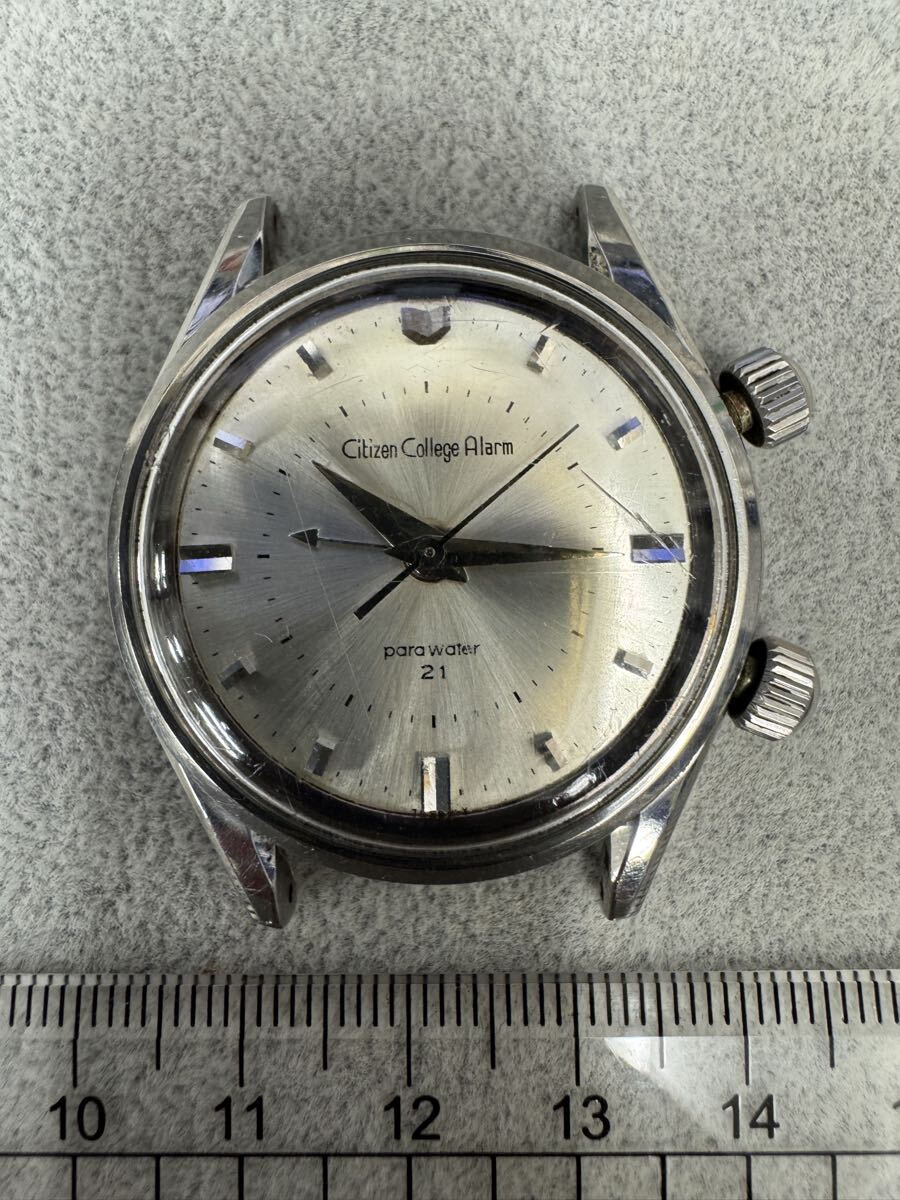 1円スタート シチズン カレッジ アラーム ラウンド シルバー 3針 手巻き ヴィンテージ メンズ 腕時計 CITIZEN COLLEGE ALARM フェイスのみ拍卖