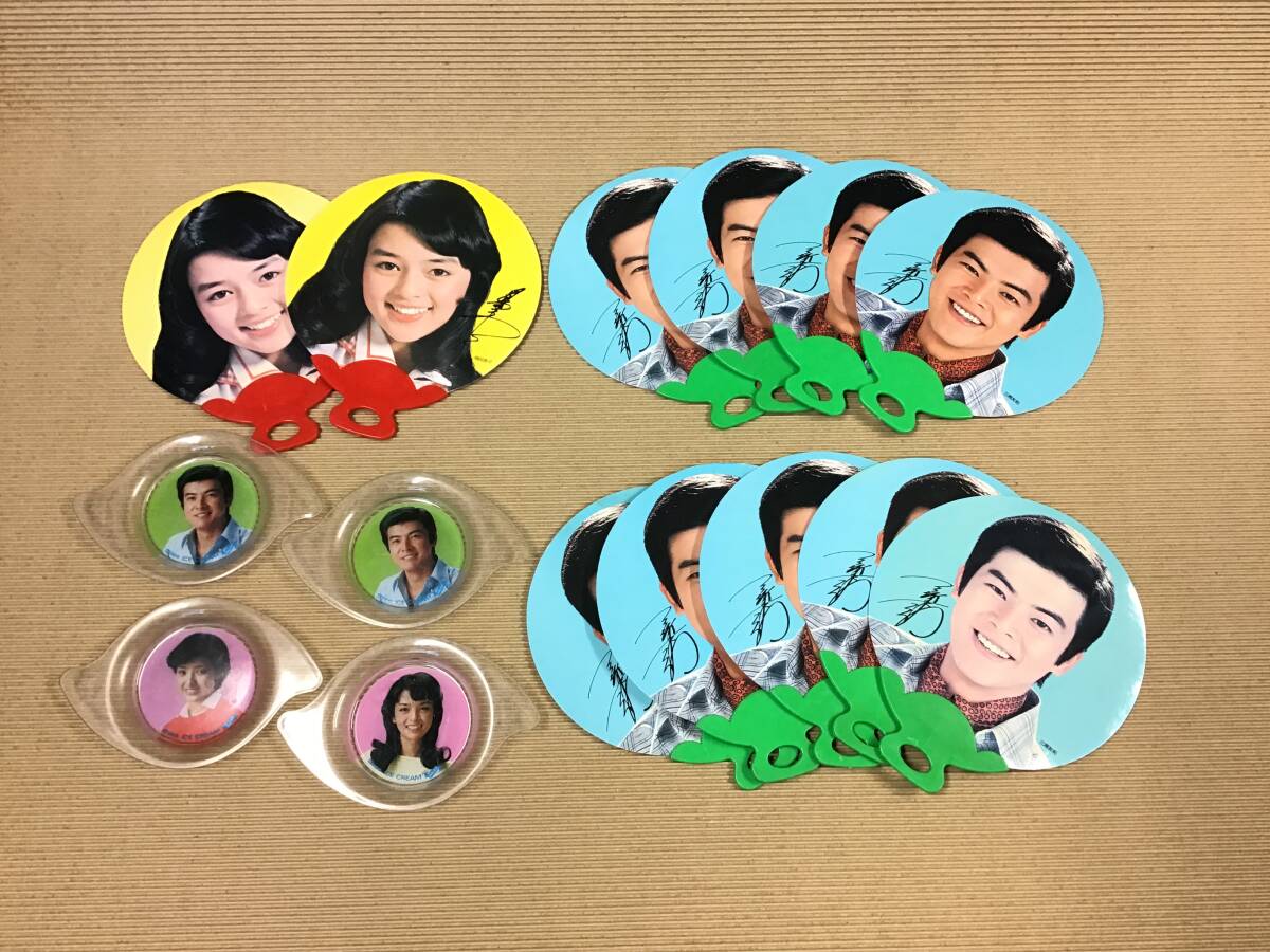 16】グリコアイスクリーム紙製うちわ トレー まとめ売り 非売品 三浦友和 山口百恵 岡田奈々 昭和アイドル タレント レトロ 企業もの 雑貨 拍卖