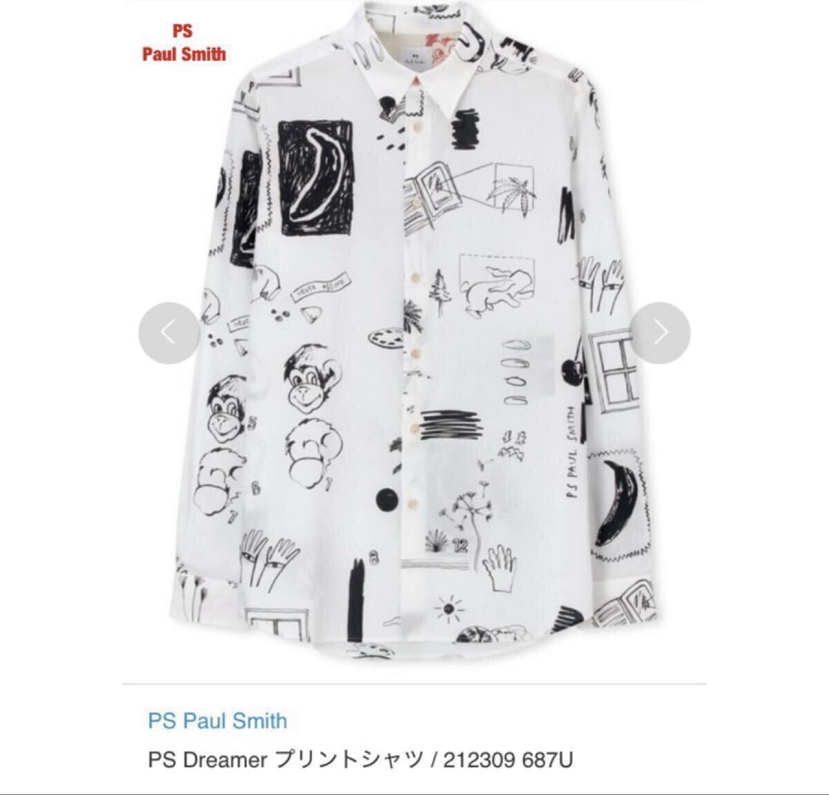 【人気】PS Paul Smith ポールスミス PS Dreamer プリントシャツ 総柄シャツ ユニセックス 手書き 袖裏デザイン 212310 687U拍卖