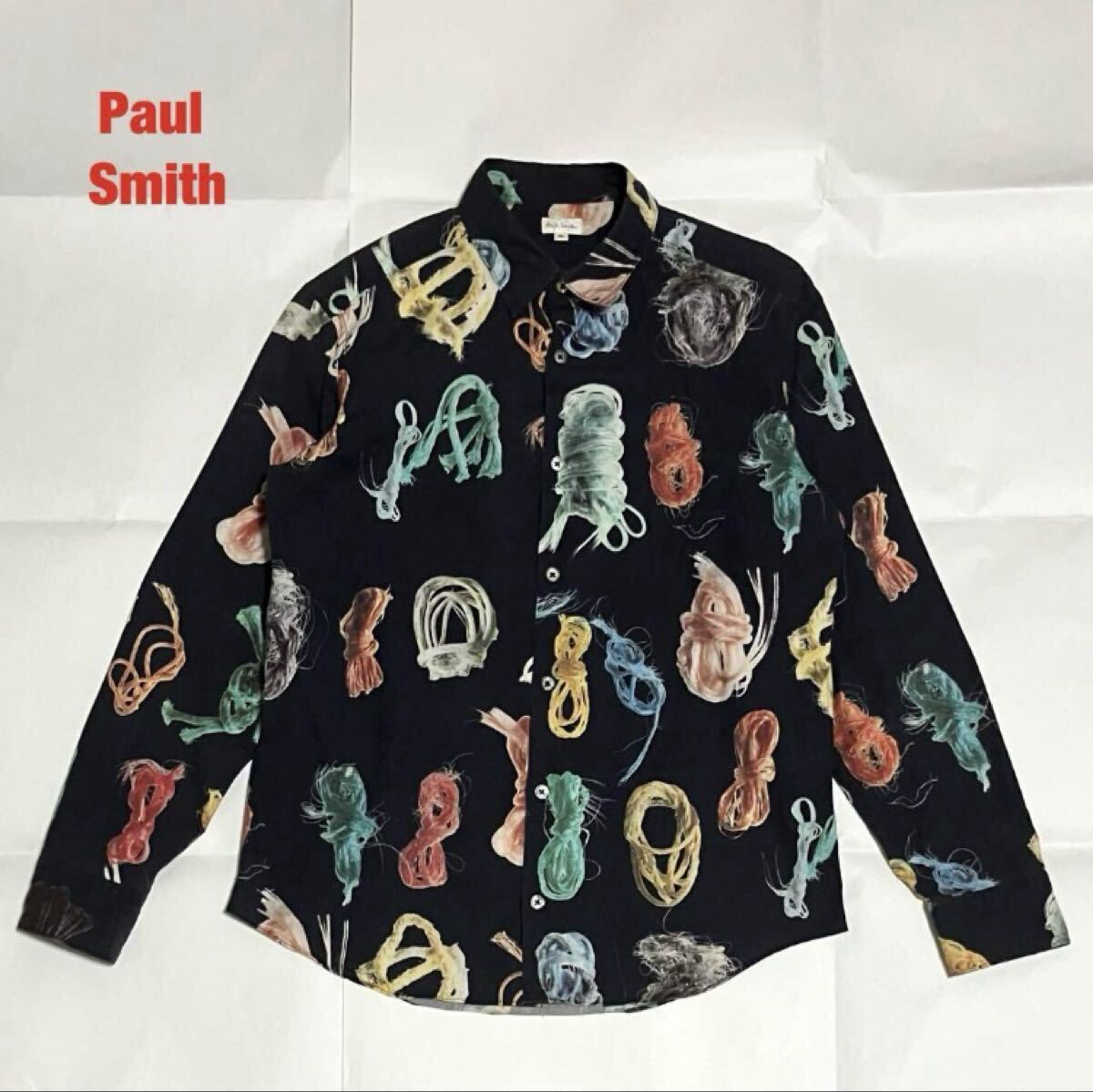 【人気】Paul Smith ポールスミス 総柄シャツ ロープ柄 大きめ柄 マルチカラー 金ボタン ユニセックス 個性的 163280 916M拍卖