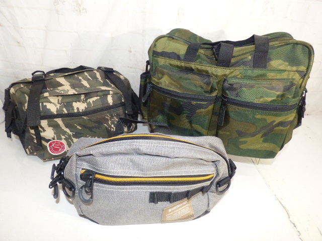 む384【3点セット】LSD デザインウエスト&ショルダーバッグ カモフラ 迷彩 BAWO フィッシングバッグ SHIMANO ランガンウエストバッグ 拍卖