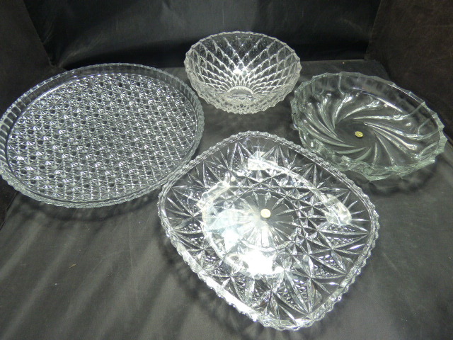 む507【4点セット】HOYA ガラス皿 盛皿 大皿 深鉢 ガラスボウル スクエアプレート 拍卖