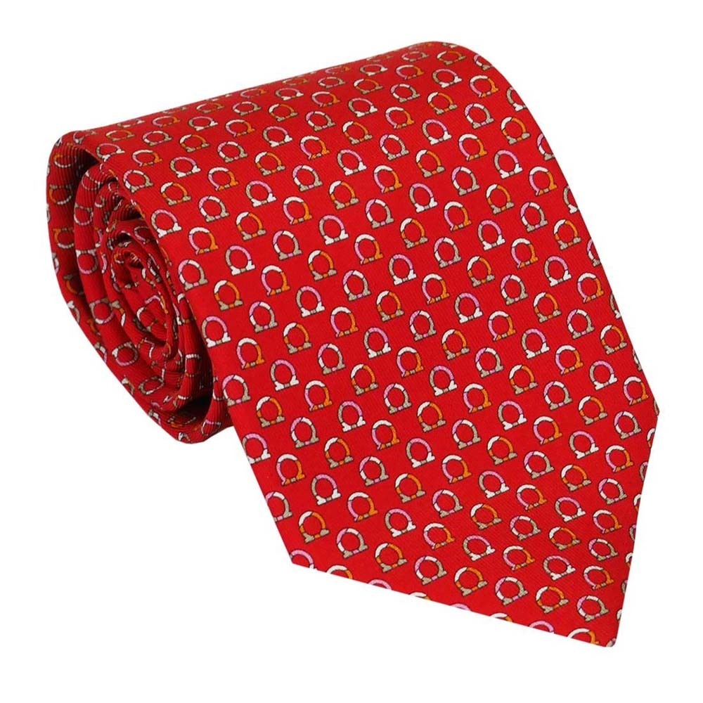 Ferragamo フェラガモ ネクタイ 705651 レッド系 ガンチーニ サルヴァトーレ・フェラガモ 人気 高級 ブランド拍卖