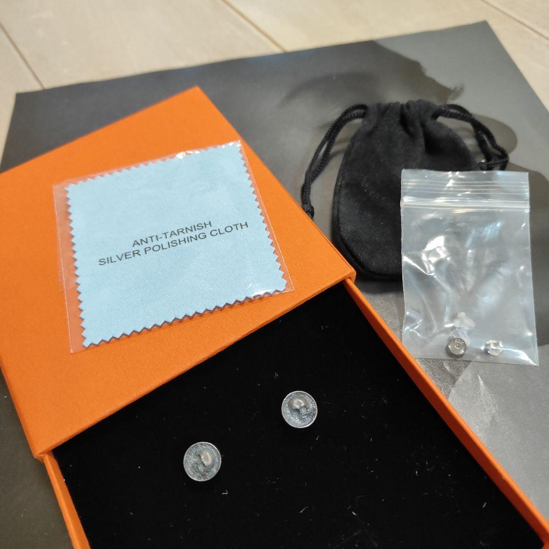髑髏ピアス シルバー925 ギフトボックス,巾着,専用クロス,2種類キャッチ付き拍卖