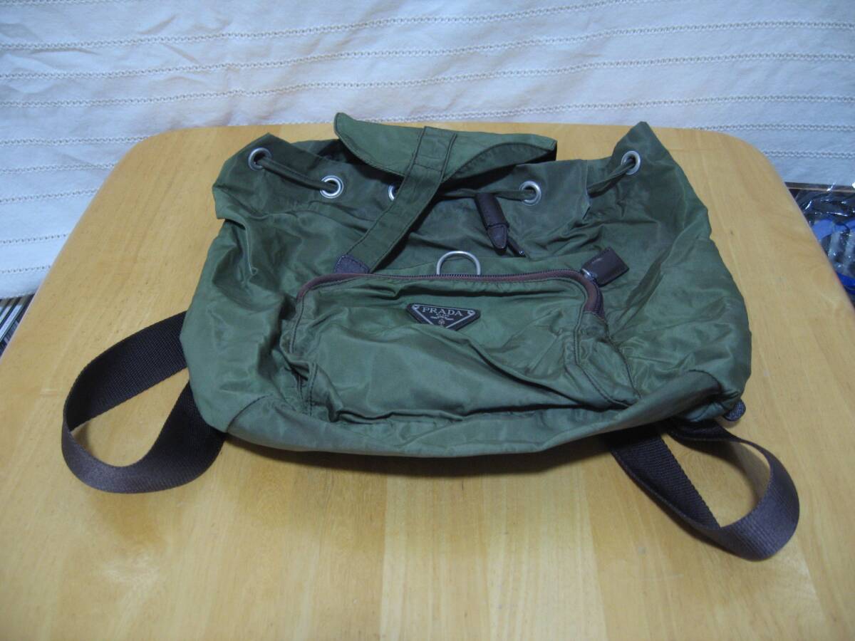 BG1007 PRADA プラダ ナイロン リュックサック グリーン(緑) 中古品 同梱可拍卖