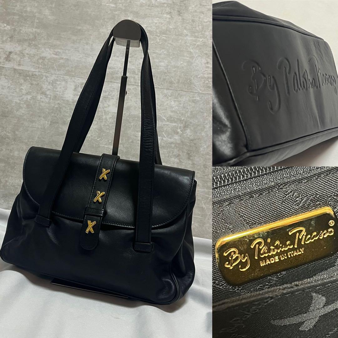 パロマピカソ ビンテージハンドバッグ セミショルダー肩がけ レザー ブラック拍卖