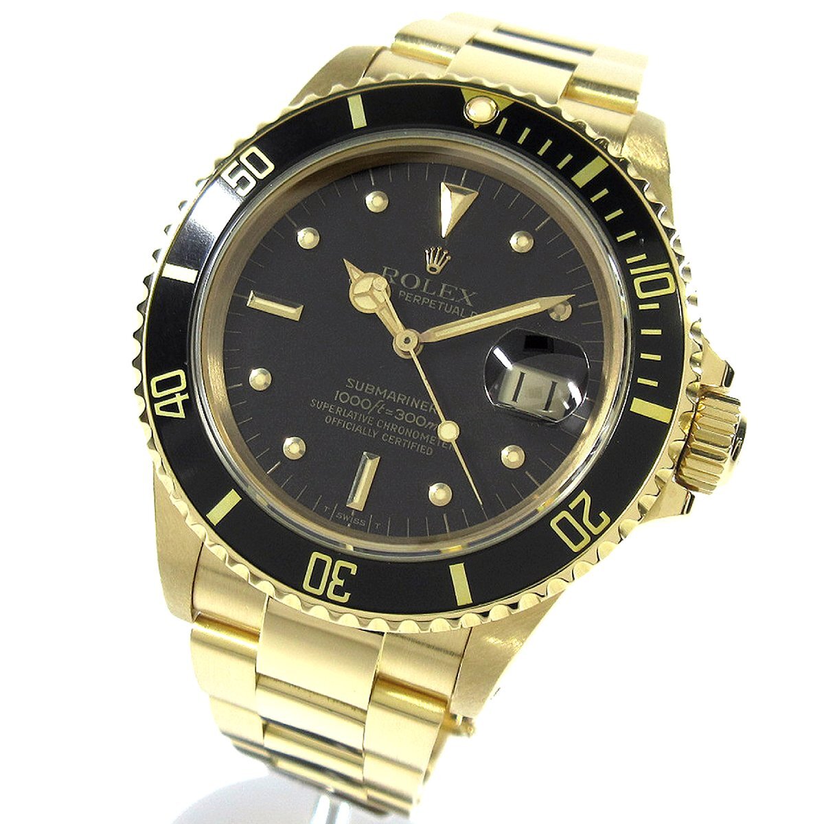 ロレックス 16808 サブマリーナ デイト フジツボ ブラック文字盤 メンズ 自動巻 時計 K18YG 無垢 91番(1985年製) オールトリチウム R115拍卖