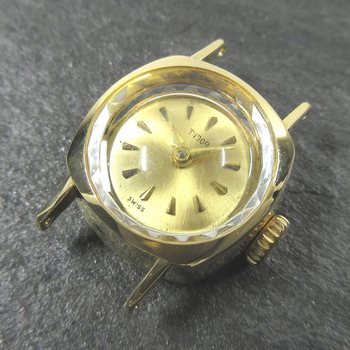 チュードル 1967年 ヴィンテージ シャンパン文字盤 16mm クッションケース レディース 手巻 時計 K18YG A55拍卖