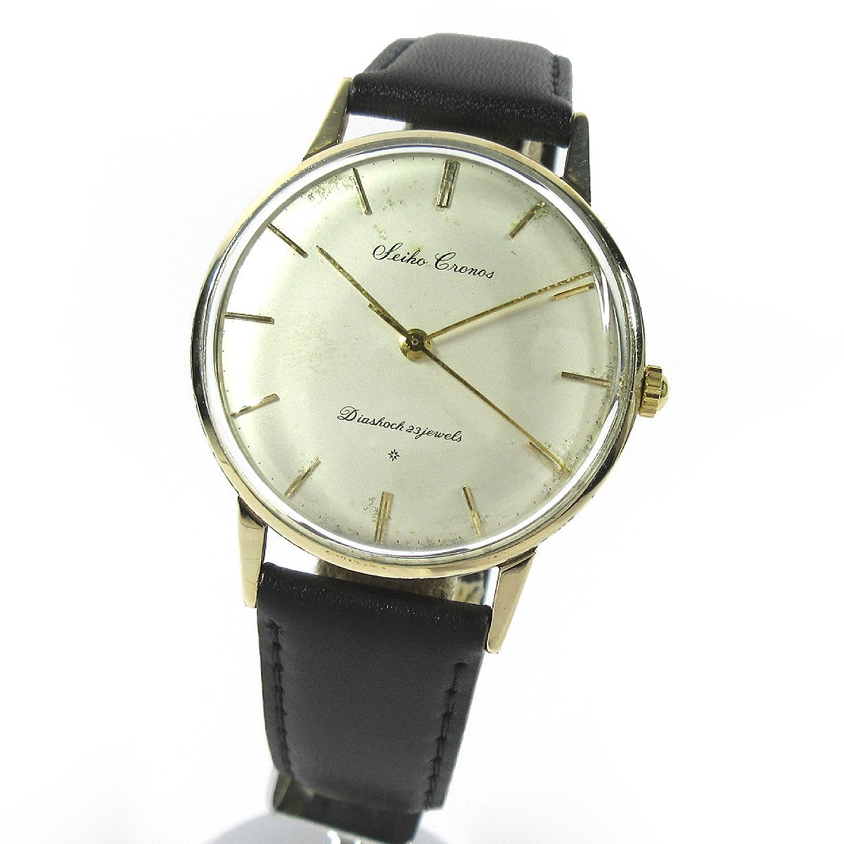 セイコー 1960年 ヴィンテージ 15001A クロノス シルバー文字盤 SDダイヤル メンズ 手巻 時計 14K金張り/SSバック A246拍卖