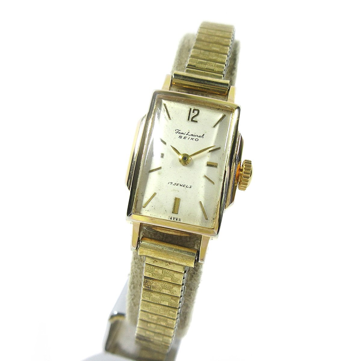 セイコー 1960年 ヴィンテージ 5255 フェミローレル シルバー文字盤 16mm アールデコケース レディース 手巻 時計 EGPメッキ/SS拍卖