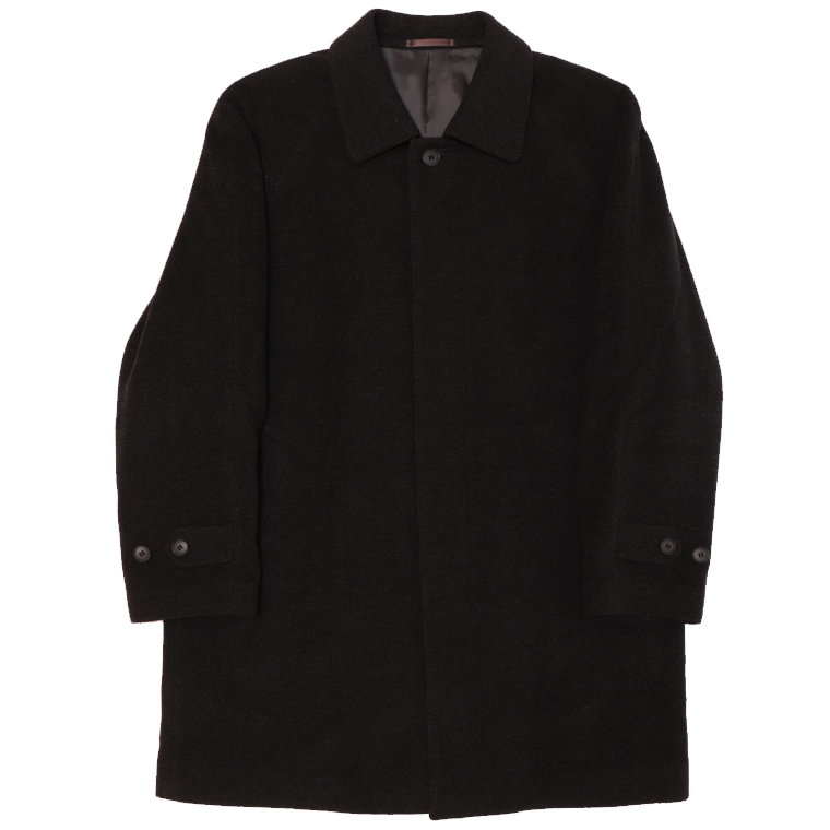 ANGORA WOOLコート メンズ ダークグレー LLサイズ 【重要ポイント】内側胸ポケットに名前刺繍外した縫い跡あり拍卖