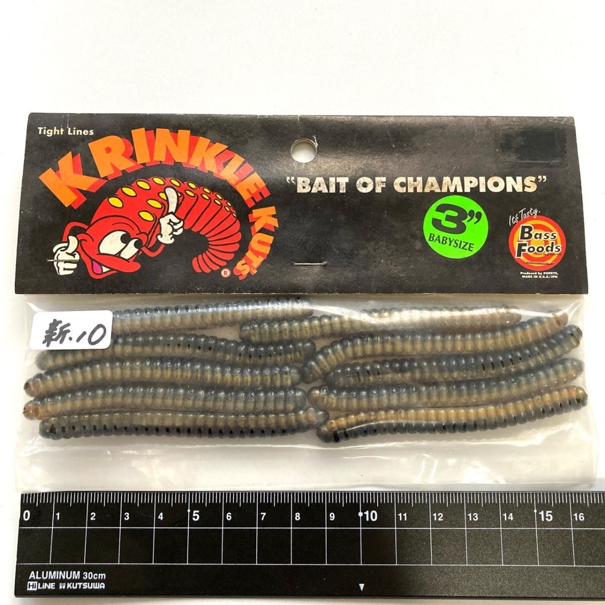 714300 新品 ポパイ 3インチ クリンクルカッツ 10本 POPEYE KRINKLE KUTS バスフーズ 希少入手困難品 ジグヘッド ダウンショット定番ワー拍卖