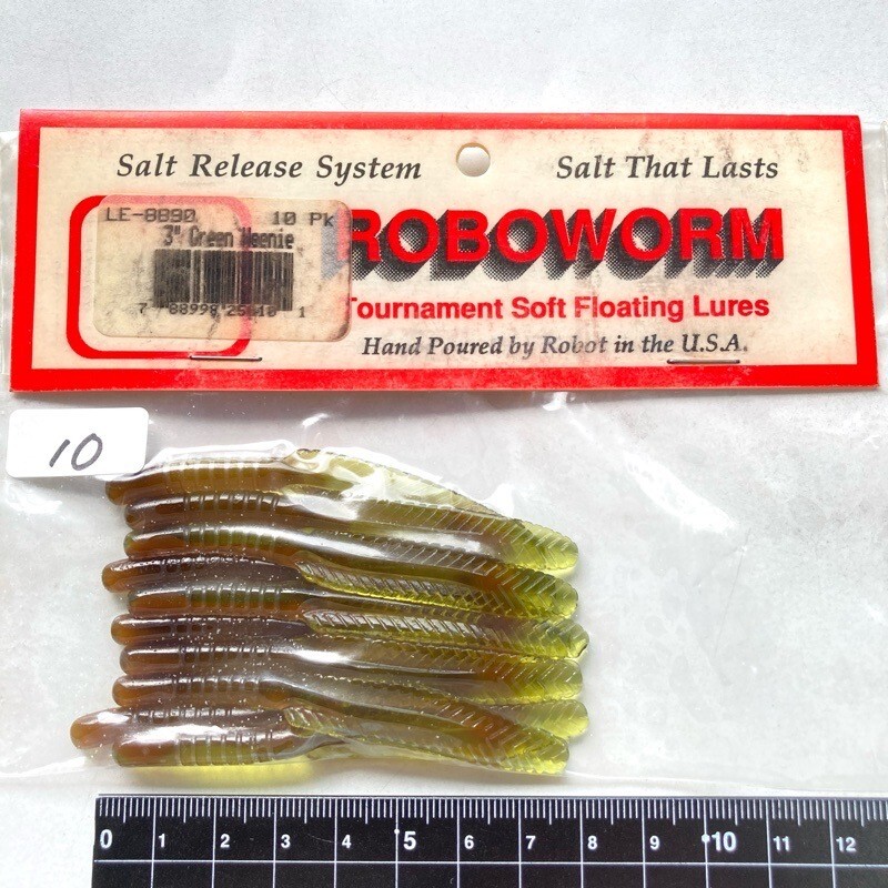 814668 新品 ロボワーム リーチ 3インチ 10本 #グリーンウィニー ROBOWORM LEECH バス釣り ダウンショット系拍卖