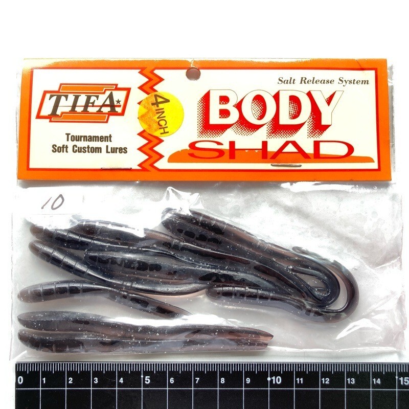 814908 新品 ティファ ボディシャッド 4インチ 10本 #ブラックスモーク TIFA BODY SHAD ボディーシャッド オールド品拍卖