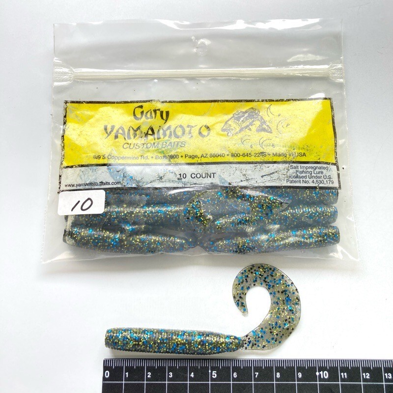 815012 新品 ゲーリーヤマモト 6インチ ジャンボグラブ 10本 GARY YAMAMOTO #214 スモーク/ブルー&ブラック&ゴールドFLK オールド品拍卖