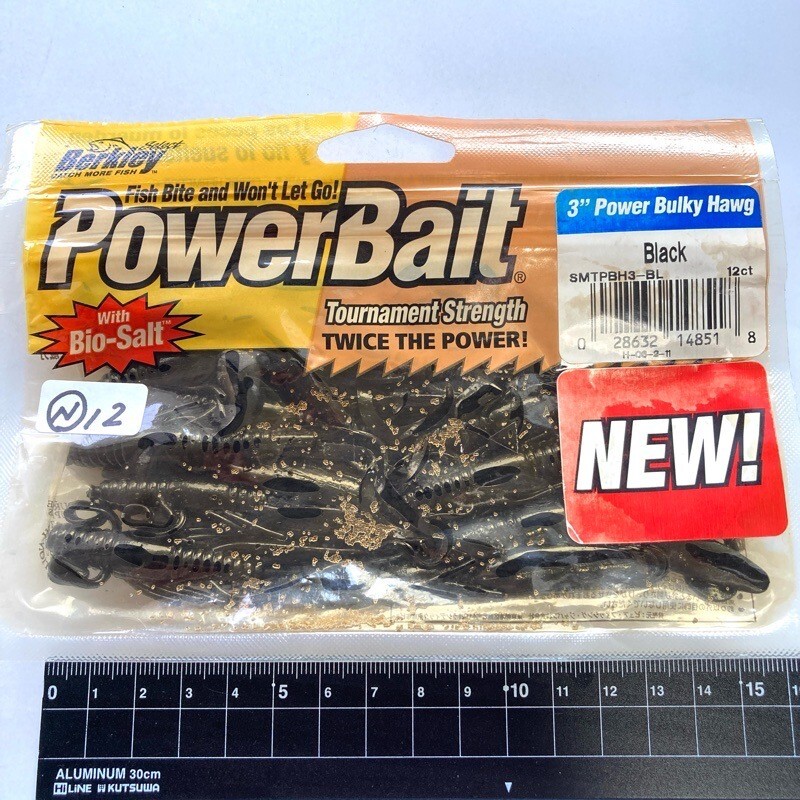 815052 新品 バークレイ 3インチ パワーバルキーホッグ 12本 #ブラック BERKLEY バス釣り パワーホグ 根魚 カサゴ チニング拍卖
