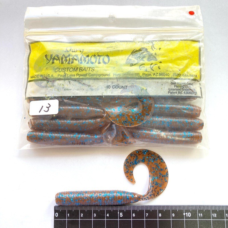 815095 ゲーリーヤマモト 6インチ ジャンボグラブ 13本 GARY YAMAMOTO #131 シナモン/ブルーフレーク オールド品拍卖