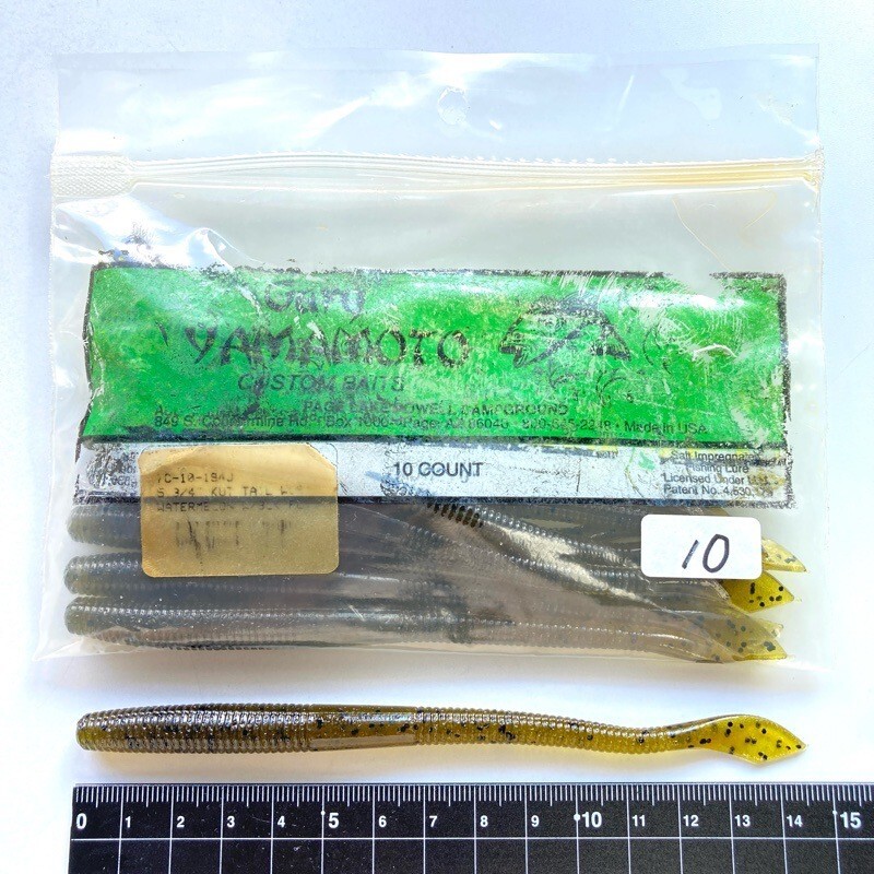 815154 新品 ゲーリーヤマモト 5-3/4インチ カットテールワーム 10本 GARY YAMAMOTO #194 ウォーターメロンペッパー オールド品拍卖