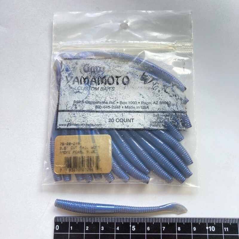 815161 新品 ゲーリーヤマモト 3.5インチ カットテールワーム 20本 GARY YAMAMOTO #240 ナチュラルプロブルー オールド品拍卖
