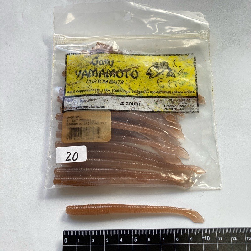 815195 新品 ゲーリーヤマモト 4インチ カットテールワーム 20本 GARY YAMAMOTO #241 シナモン オールド品拍卖