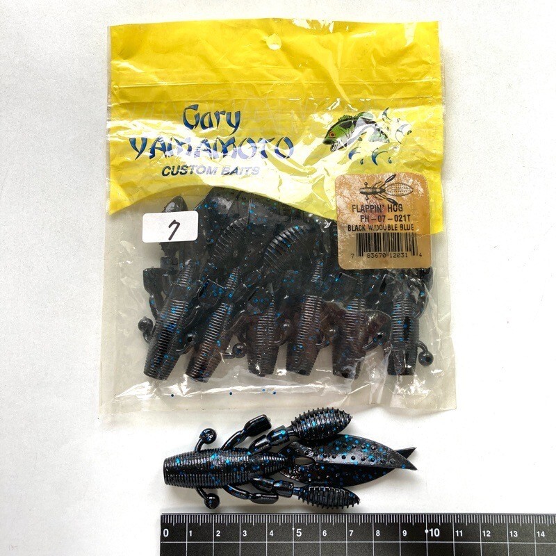 815229 新品 ゲーリーヤマモト フラッピンホッグ 7本 #021T ブラック/ダブルブルー GARY YAMAMOTO拍卖