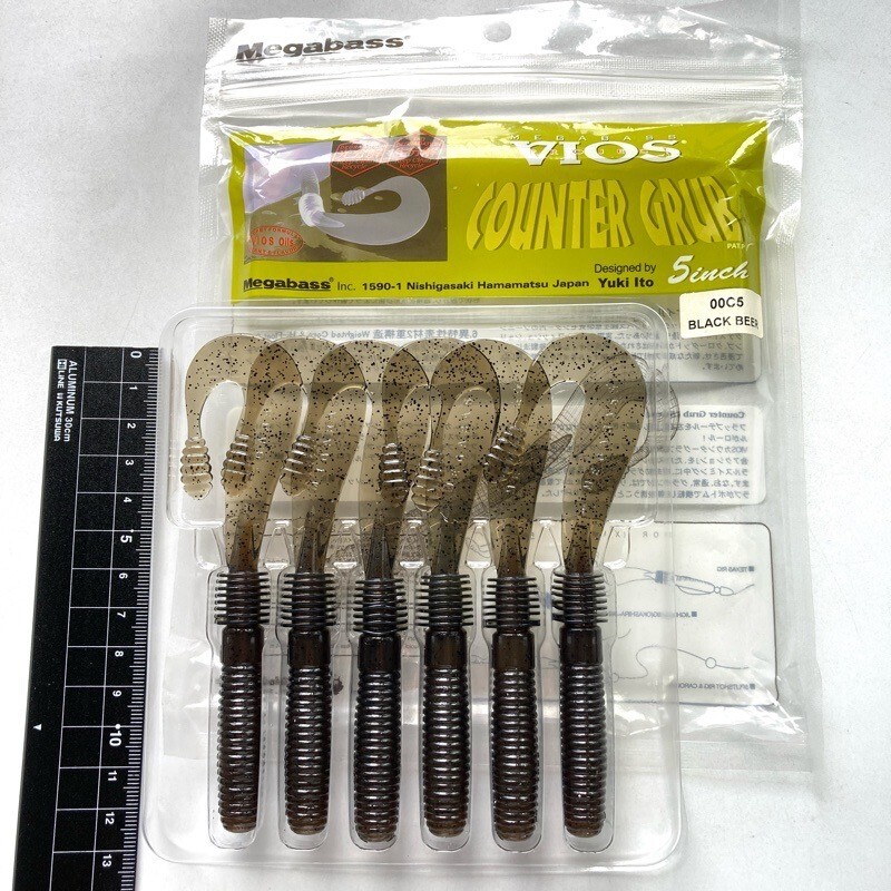 815294 新品 メガバス 5インチ カウンターグラブ 6本 #ブラックビール MEGABASS COUNTER GRUB VIOS拍卖