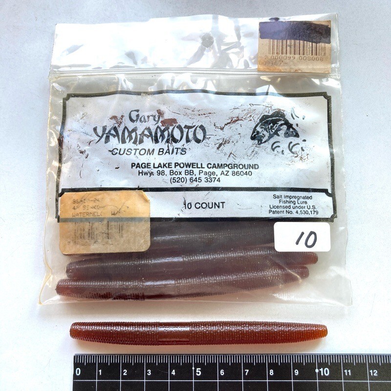 815361 新品 ゲーリーヤマモト 4インチ ヤマセンコー 10本 GARY YAMAMOTO #042 ウォーターメロン いい感じなオールドヤケアリ拍卖