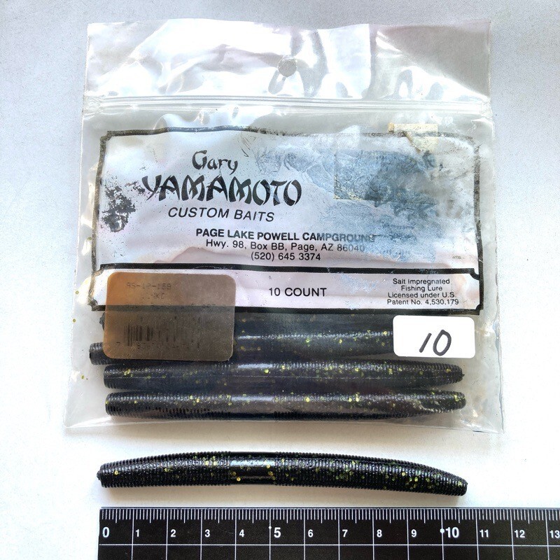 815363 新品 ゲーリーヤマモト 4インチ ヤマセンコー 10本 GARY YAMAMOTO #159 ミッドナイトブルー/チャートフレーク オールド品拍卖