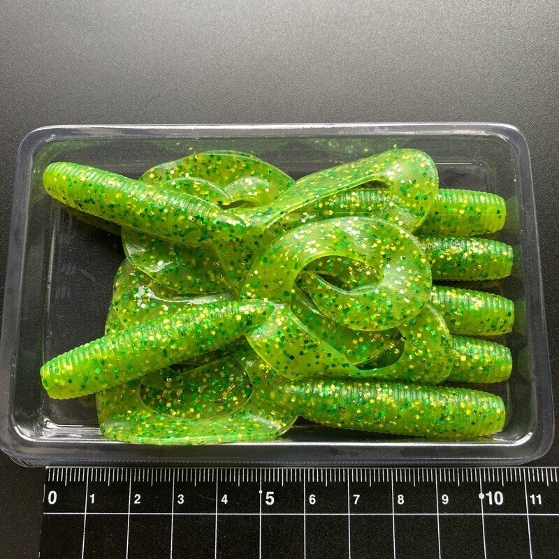 812285 ゲーリーヤマモト ビッグ ダブルテールグラブ 7本 GARY YAMAMOTO #169 チャート/チャート&ライムフレーク拍卖