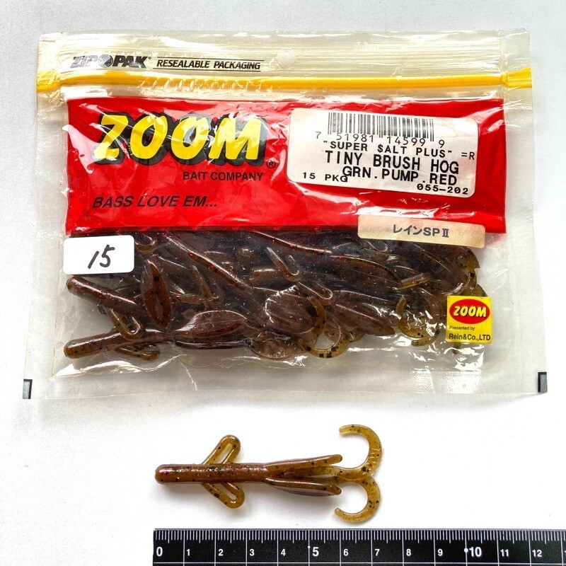 815435 新品 ZOOM/ZBC タイニー ブラッシュホッグ 15本 #グリーンパンプキンレッド ZOOM BAIT COMPANY ズーム タイニーブラッシュホグ拍卖