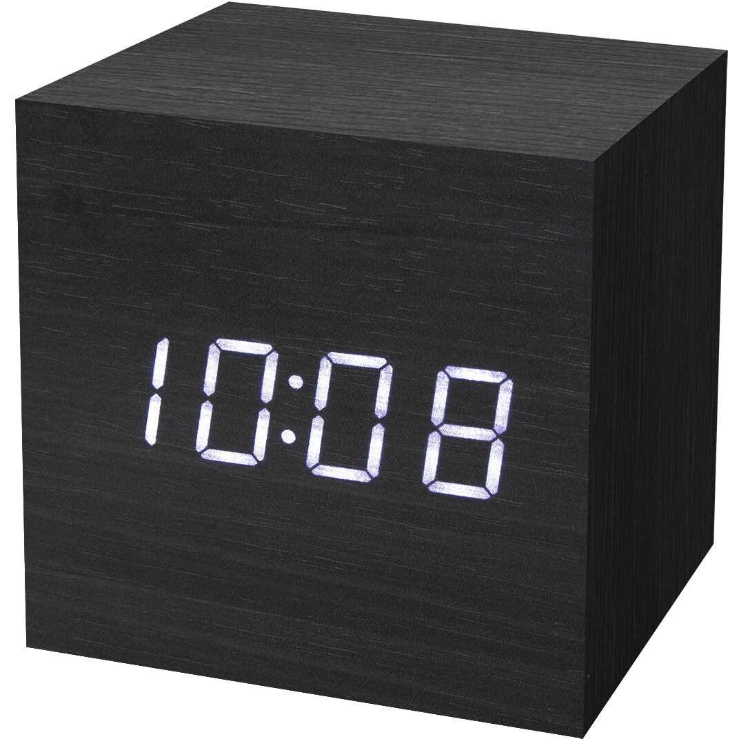 誠時(セイジ) LED置き時計 アラーム・温度計付き Licht リヒト ブラック LED-113BK キューブクロック デジタル時計 インテリア 新品未使用拍卖