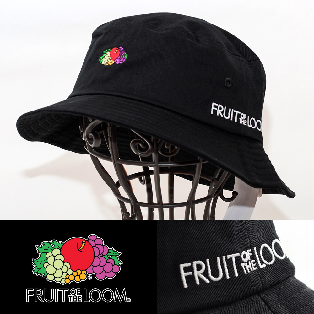 バケットハット 帽子 Fruit of the Loom フルーツオブザルーム LOGO EMB BUCKET HAT ブラック 80028400-80 USA アメリカンブランド拍卖