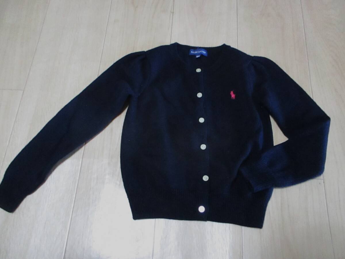 美品・ラルフローレン・ナイガイ製・ニットカーディガン・紺色・サイズ120㎝拍卖