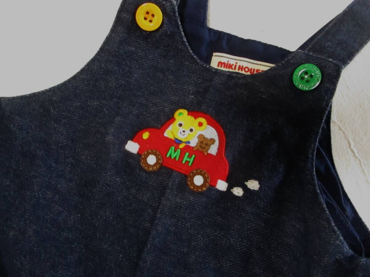 ミキハウス・可愛いつなぎ・紺色・サイズ70㎝拍卖