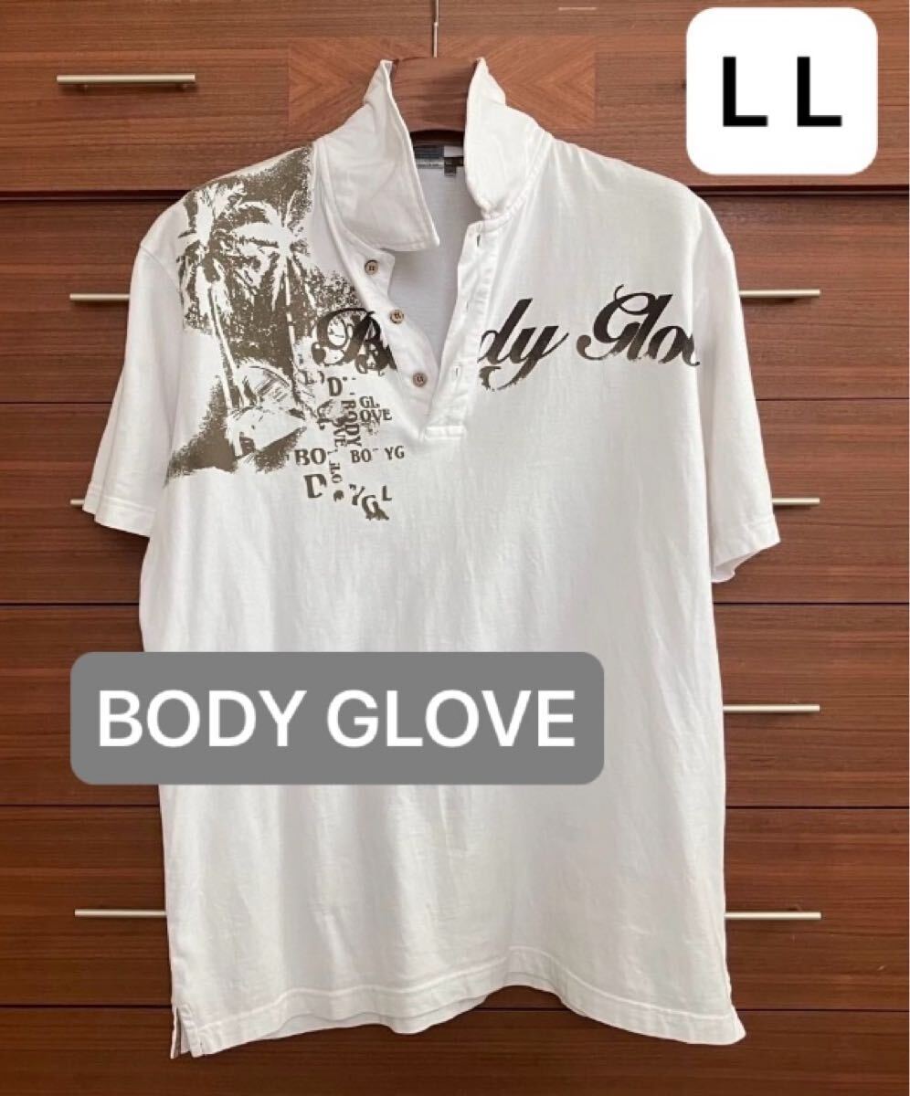 L Lサイズ BODY GLOVE ボディグローブ ポロシャツ 半袖 ホワイト パームツリー柄拍卖